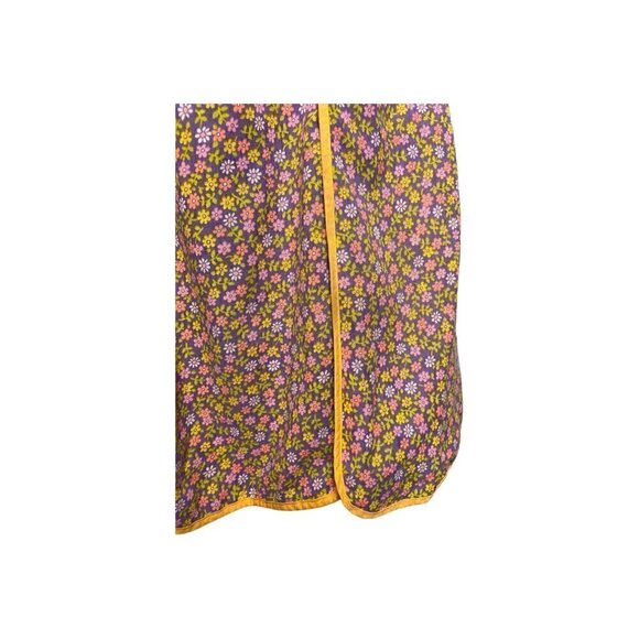 Vintage 70s Ditsy Floral Apron Purple Orange Retro Kitchen - Picture 3 of 5